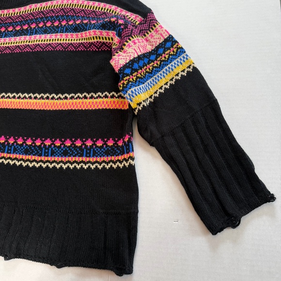 Easel Black Cozy Grandma Core Chic  Multicolor Patterned Sweater Size 1X - Picture 8 of 16